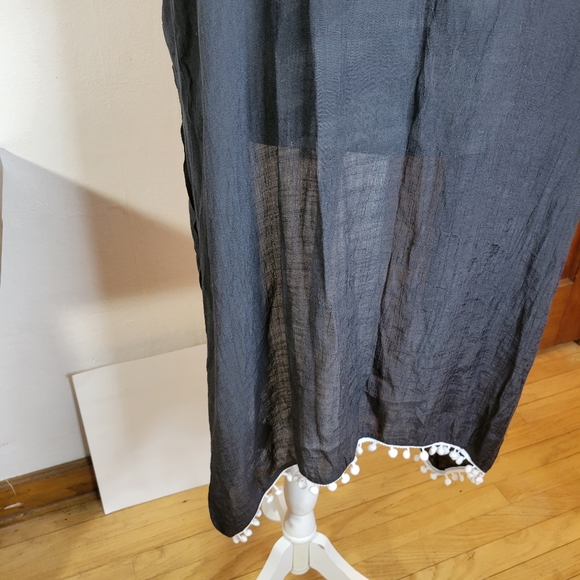 Ekouaer swimsuit cover up or robe one size black with white ball trim with tag - Picture 6 of 10